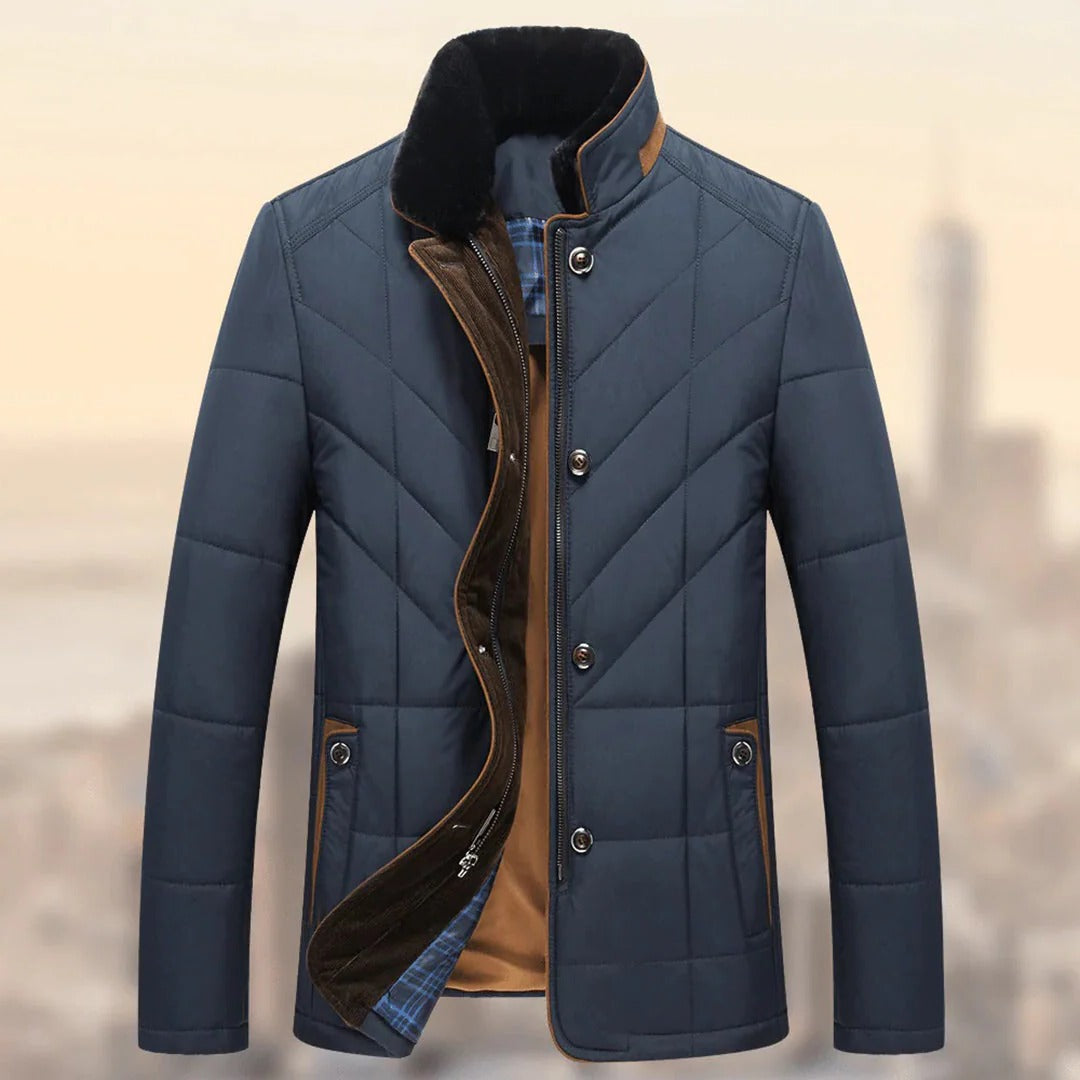 Oronzo | Jacket With Quilting and Plush Stand Collar