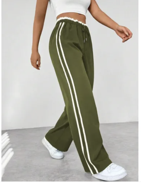 Dames sportieve high | High-Waisted Jogging Pants with Stripes