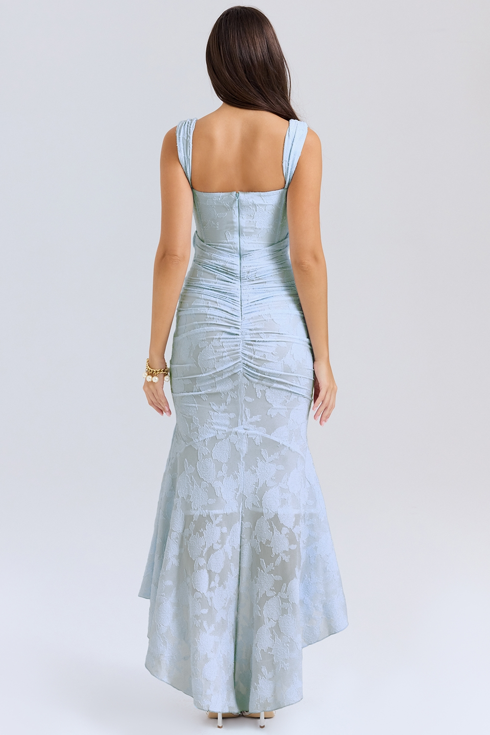 Traudel | Floral Jacquard Square Neck Midi Dress