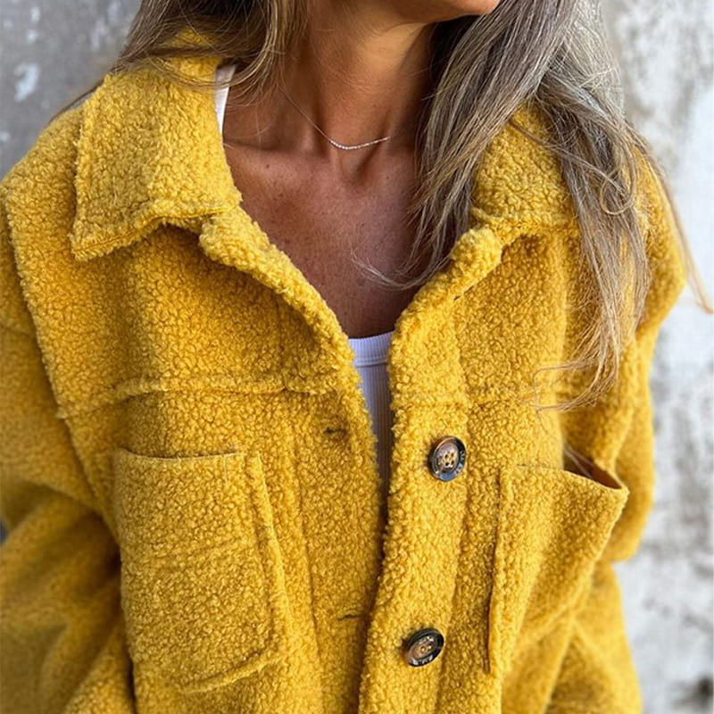 Alwina | Teddy Fleece Button Front Jacket