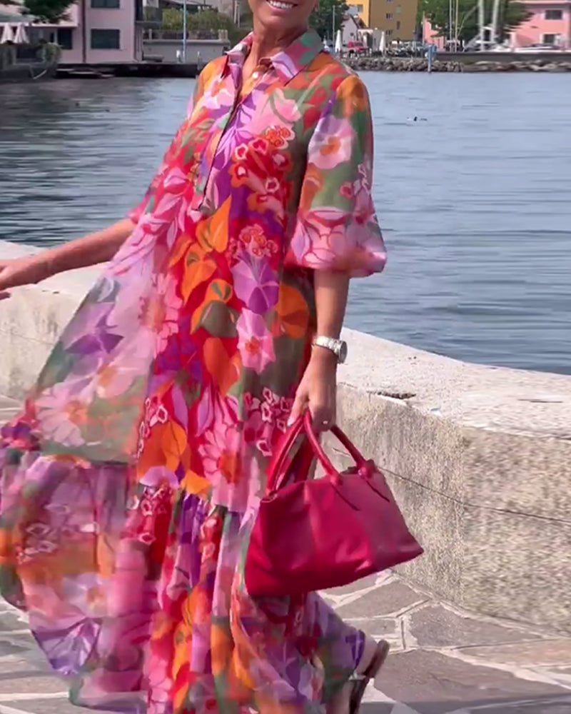 Tanisha | Floral Print Collared Maxi Dress