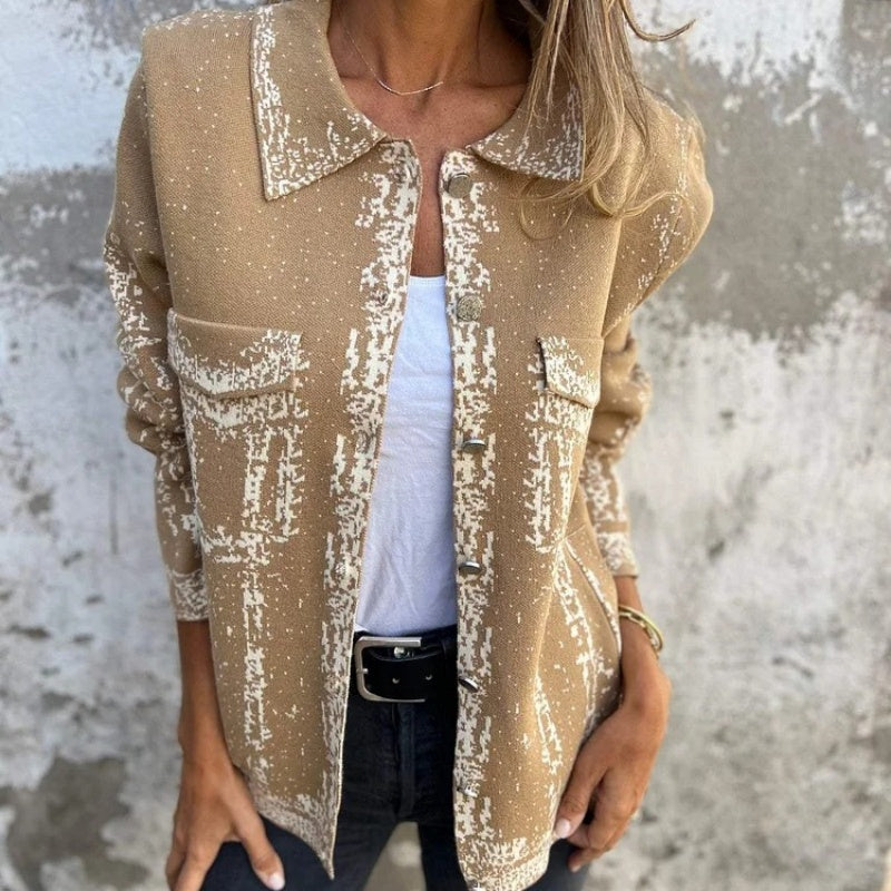 Ventra | Jacket Long-Sleeve Abstract Print Button Front
