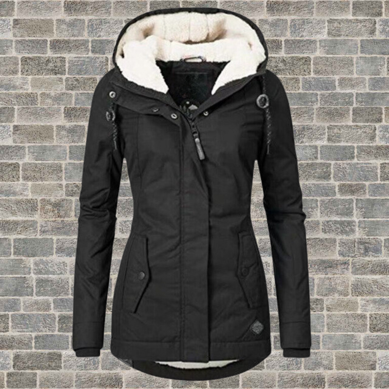 Estefana | Hooded Long Sleeve Fleece-Lined Parka Coat