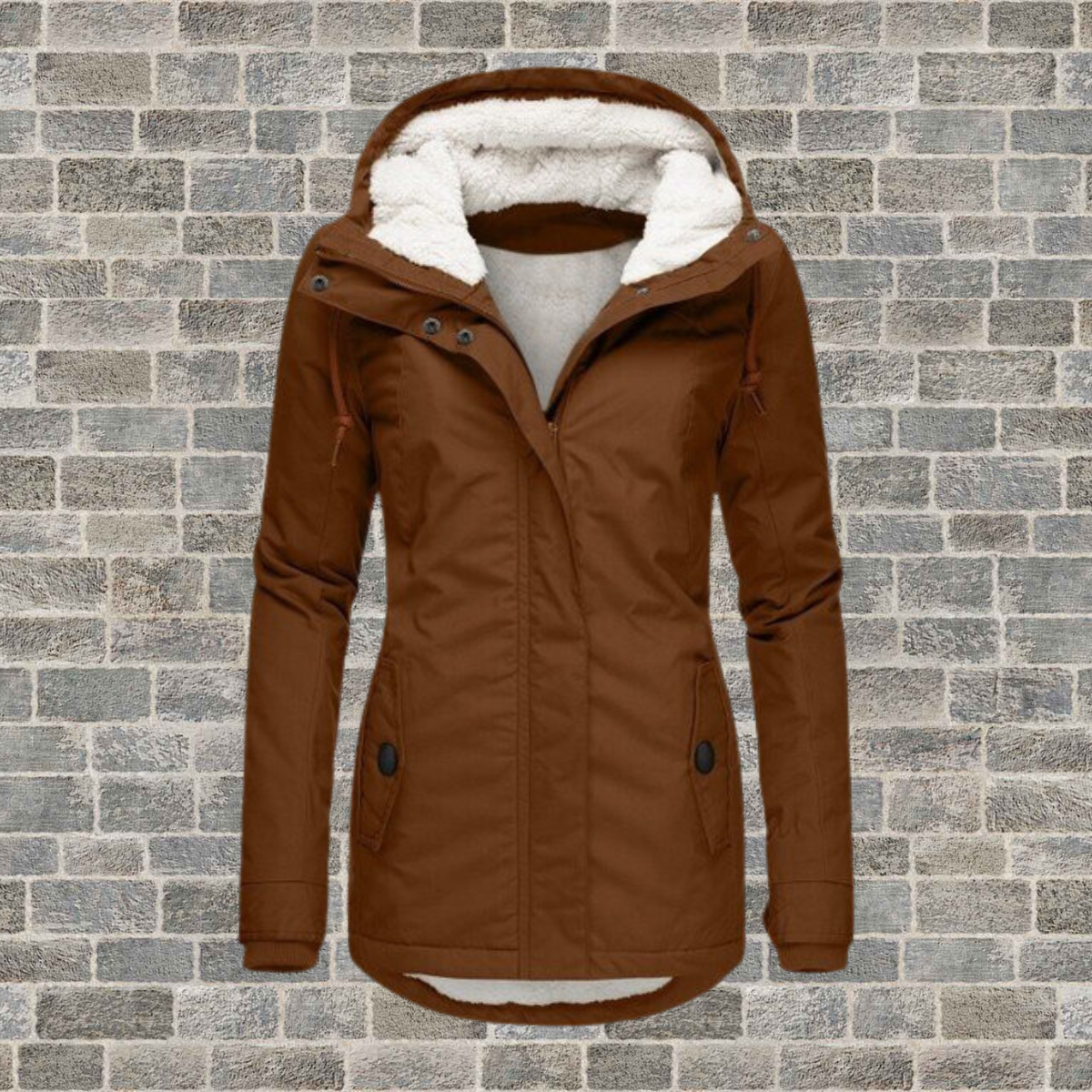 Estefana | Hooded Long Sleeve Fleece-Lined Parka Coat