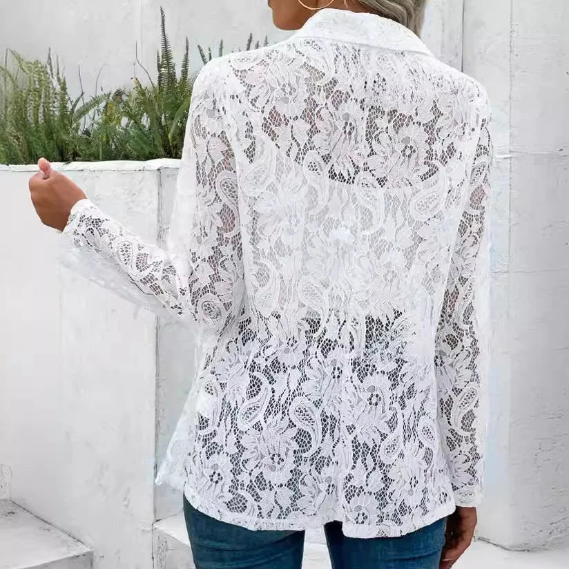 Naemi - Lace Open Front Long Sleeve Blazer