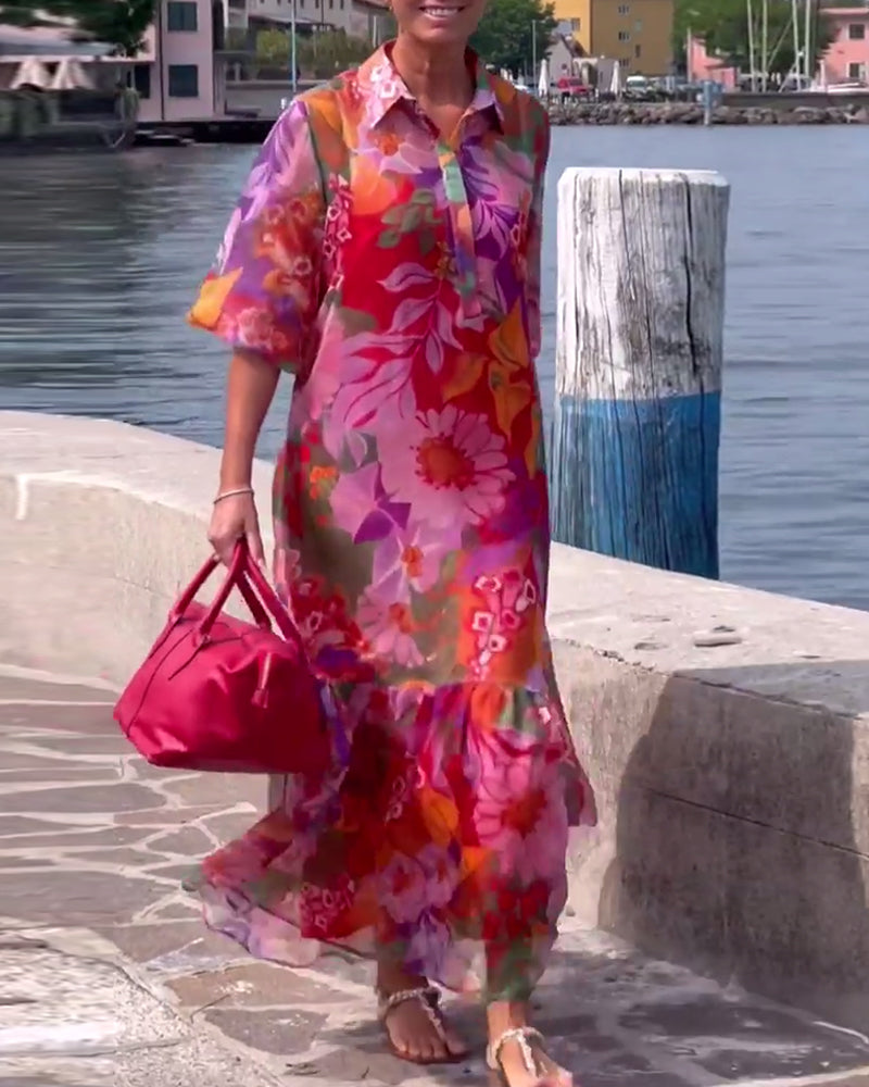 Tanisha | Floral Print Collared Maxi Dress