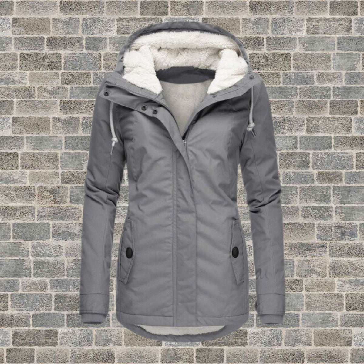 Estefana | Hooded Long Sleeve Fleece-Lined Parka Coat