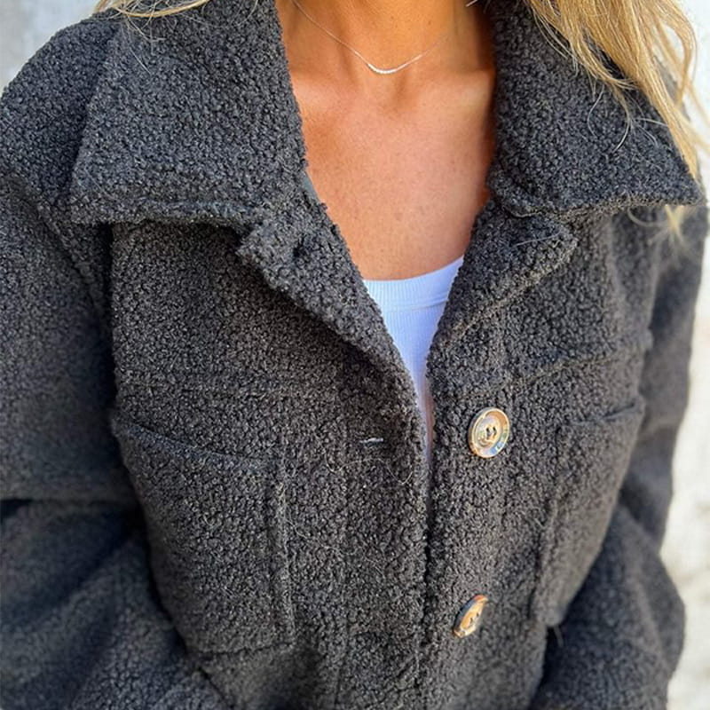 Alwina | Teddy Fleece Button Front Jacket
