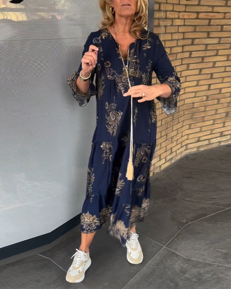 Hypatia | Floral Print V-Neck Maxi Dress