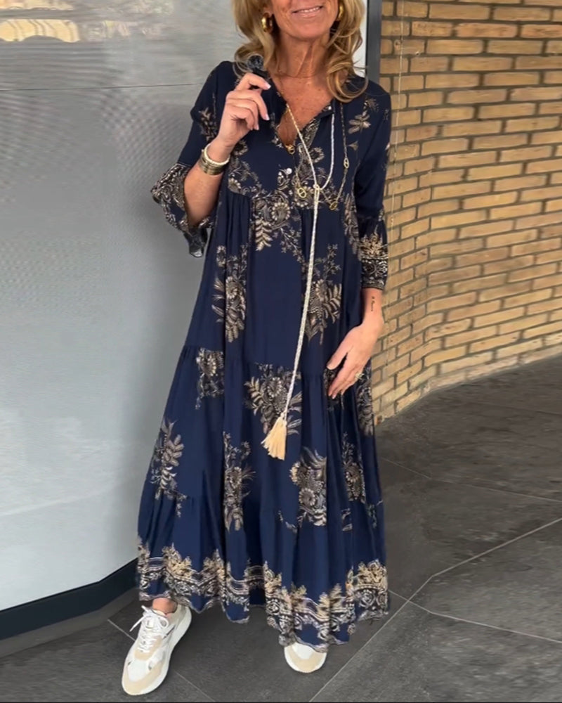 Hypatia | Floral Print V-Neck Maxi Dress