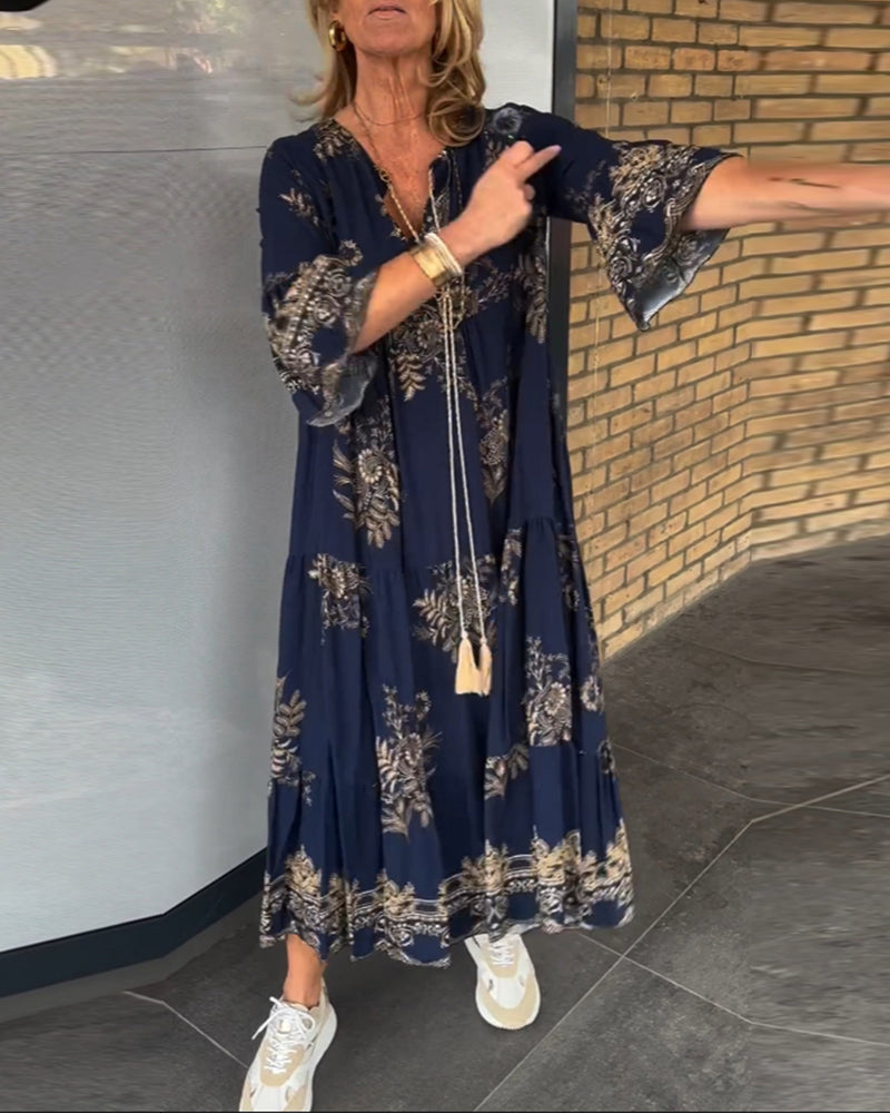 Hypatia | Floral Print V-Neck Maxi Dress