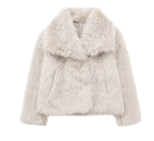 Nicky | Jacket Black Plush Cropped Long Sleeve Collar