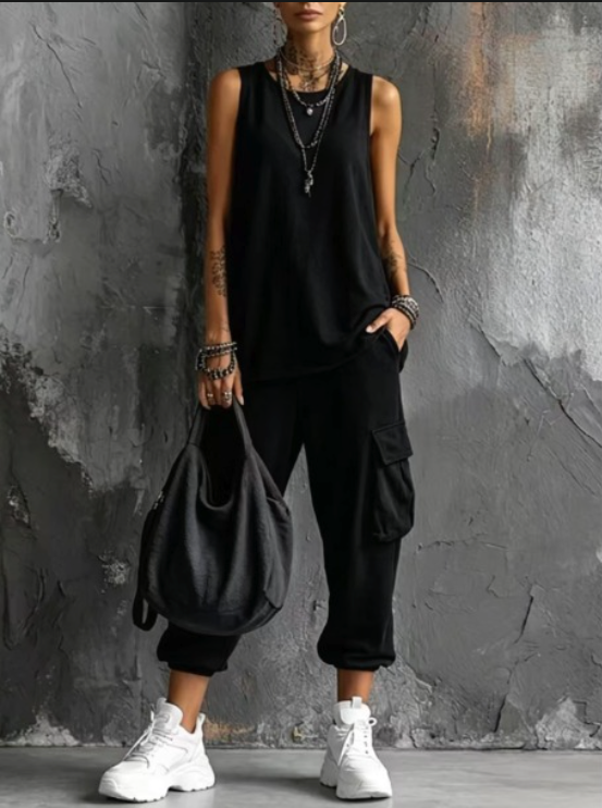 Ashlea | Sleeveless Cargo Jogger Lounge Set