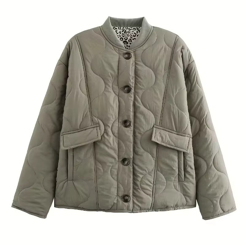 Emilia | Jacket With Wavy Quilting and Leopard Lining