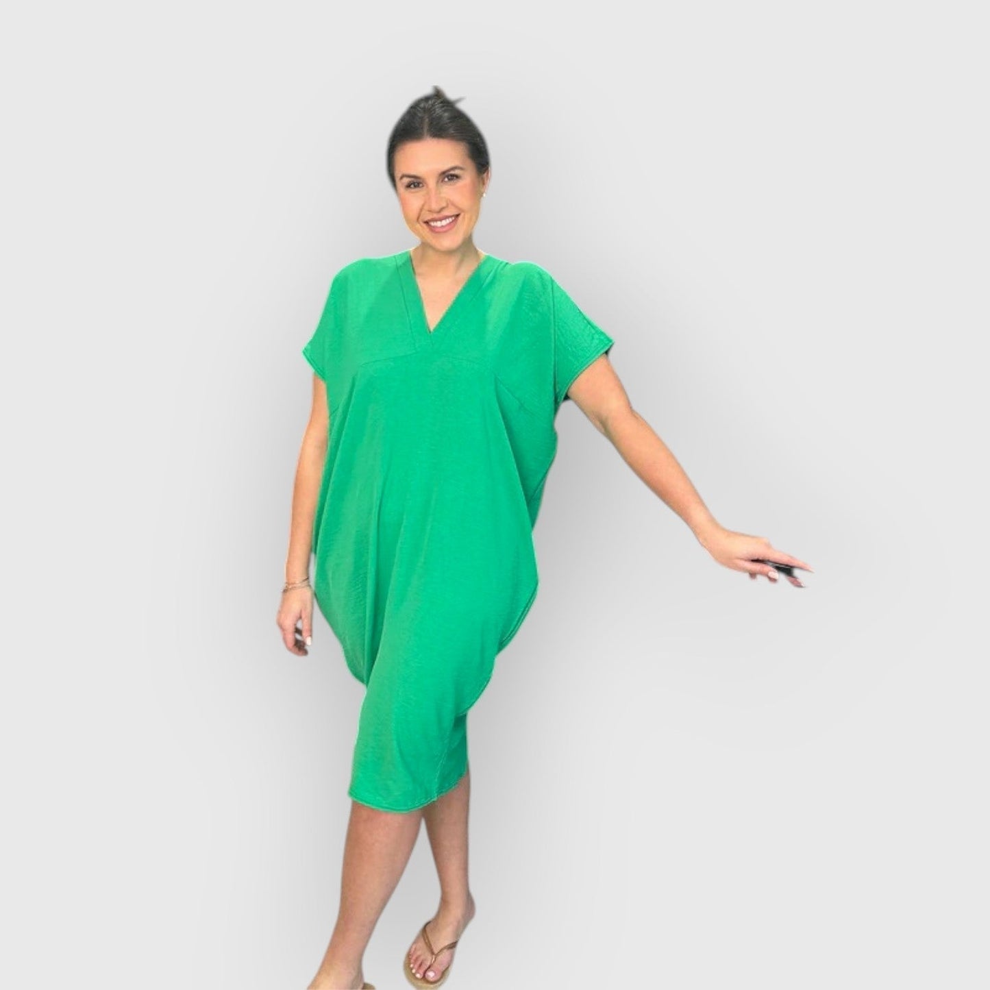 Aveline | V-Neck Short Sleeve Midi Dress