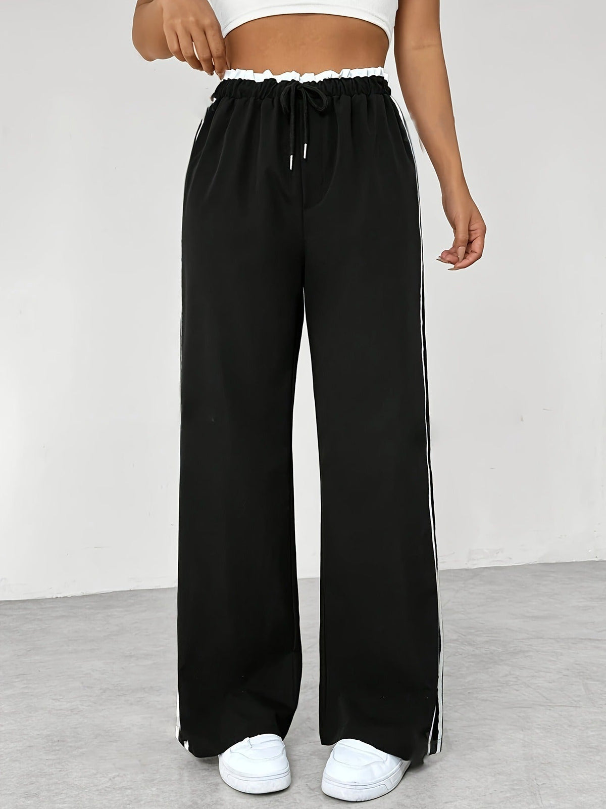 Dames sportieve high | High-Waisted Jogging Pants with Stripes