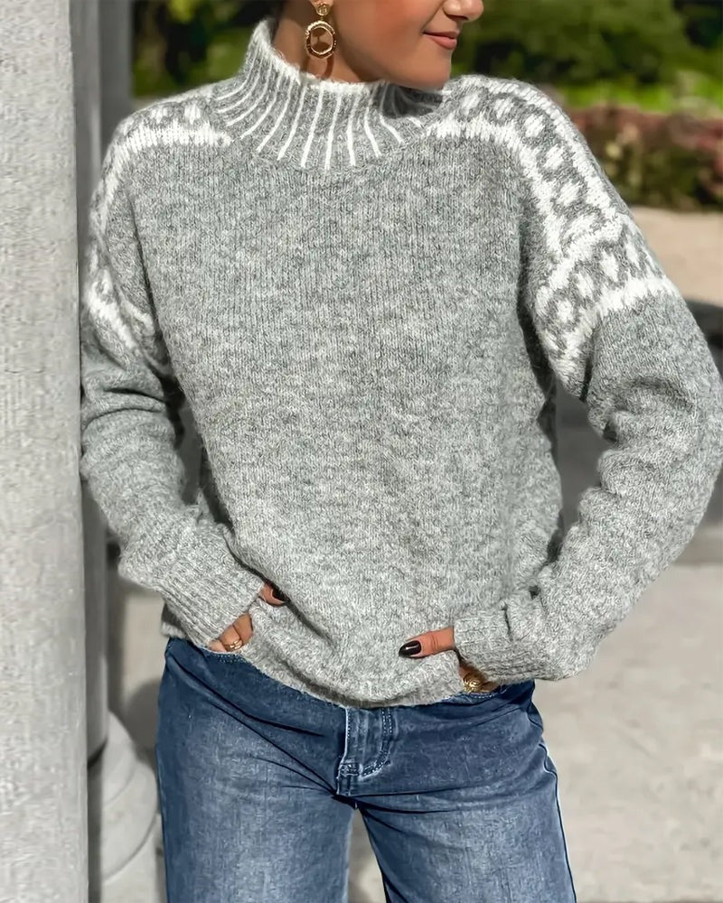 Delvarina | Waffle Knit Pullover with Button Detail