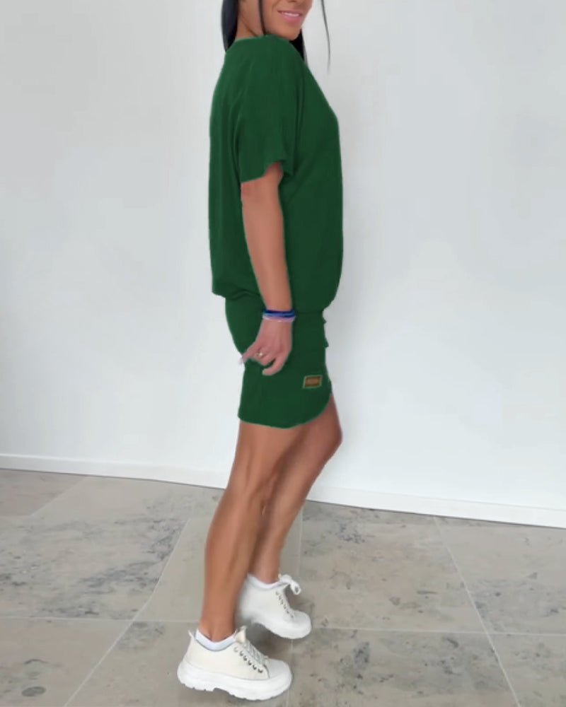 Phuthi - Short Sleeve Stretch T Shirt Dress