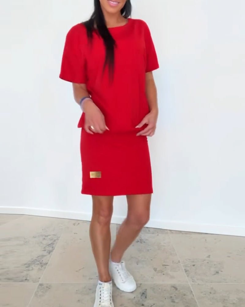 Phuthi - Short Sleeve Stretch T Shirt Dress