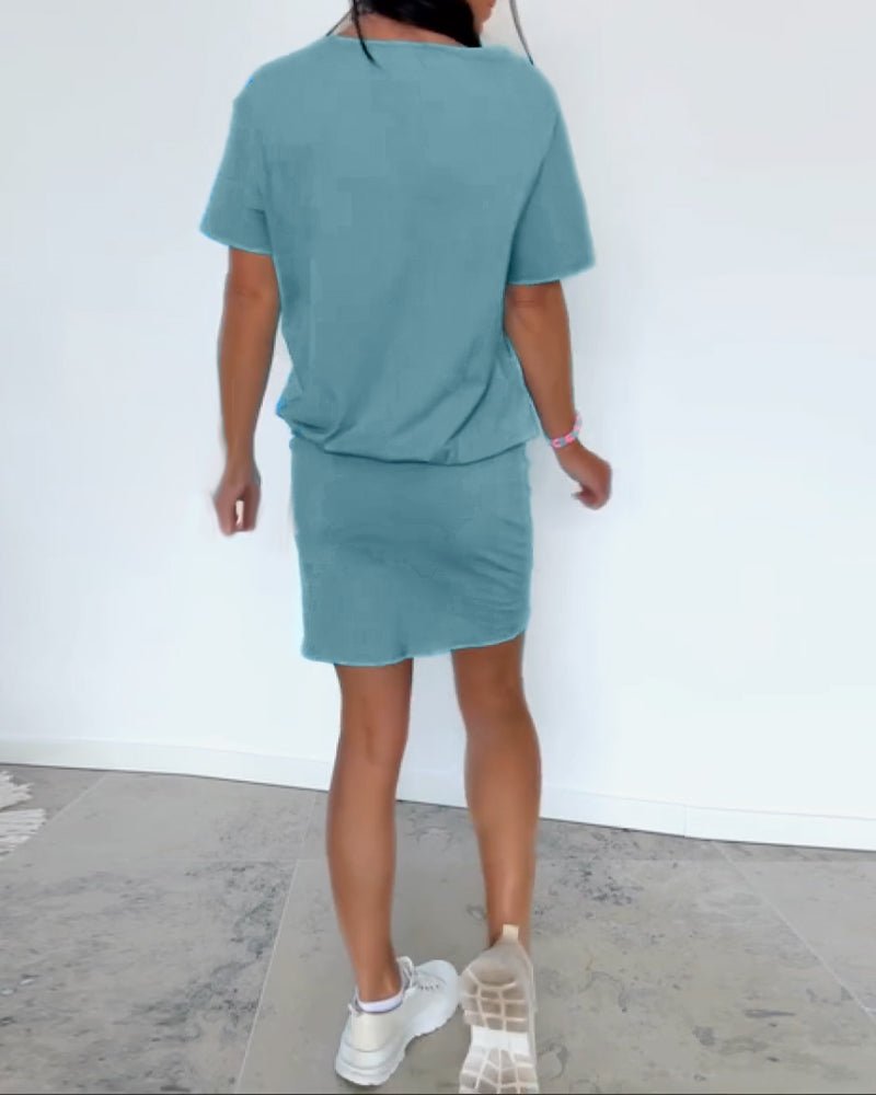 Phuthi - Short Sleeve Stretch T Shirt Dress