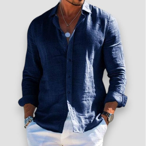 Christoper | Linen-Look Long Sleeve Button Shirt