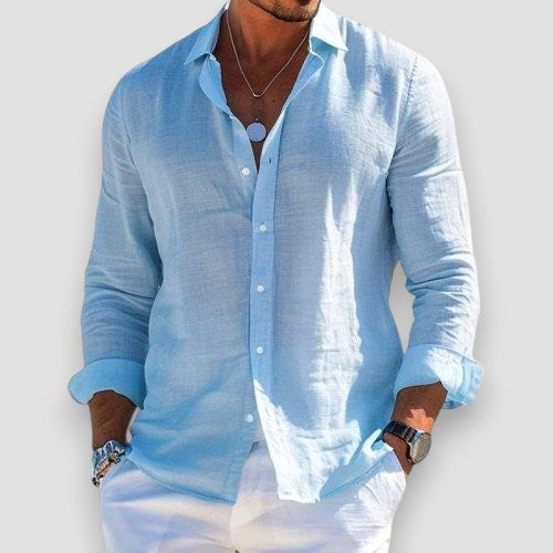 Christoper | Linen-Look Long Sleeve Button Shirt