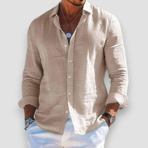 Christoper | Linen-Look Long Sleeve Button Shirt