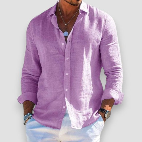 Christoper | Linen-Look Long Sleeve Button Shirt