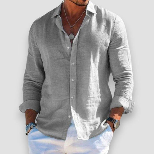 Christoper | Linen-Look Long Sleeve Button Shirt