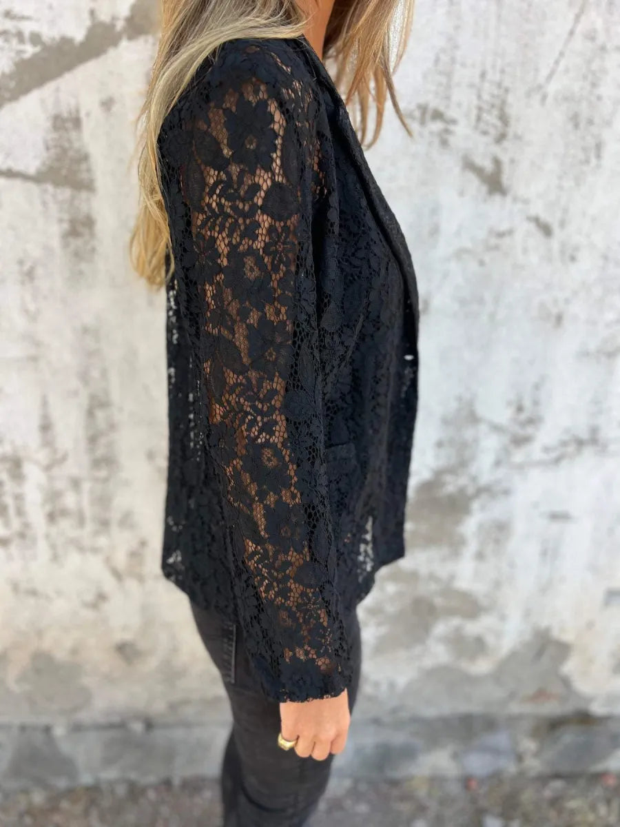 Naemi - Lace Open Front Long Sleeve Blazer