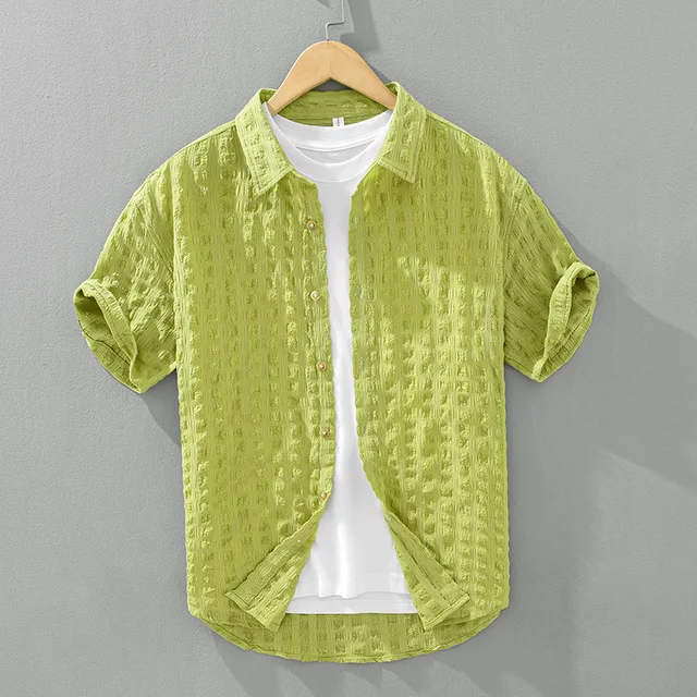 Rolloer | Textured Short Sleeve Button-Up Shirt
