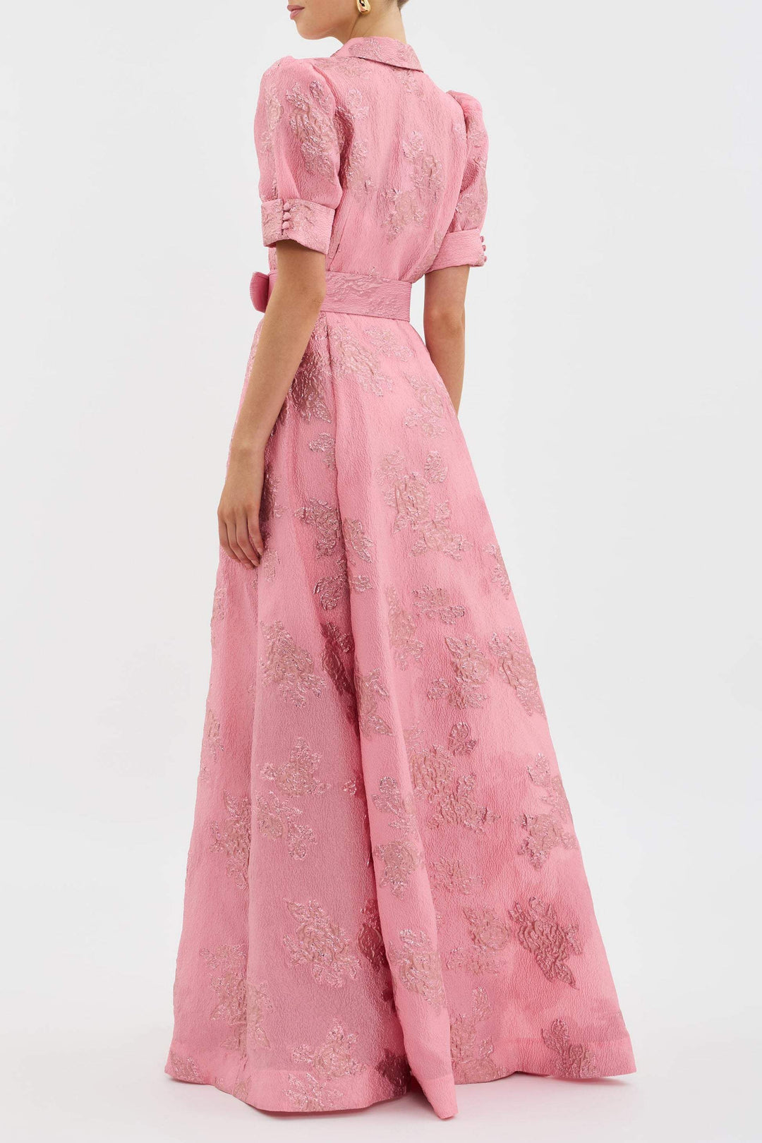 Anabella | Belted Maxi Dress Puff Sleeve Collar