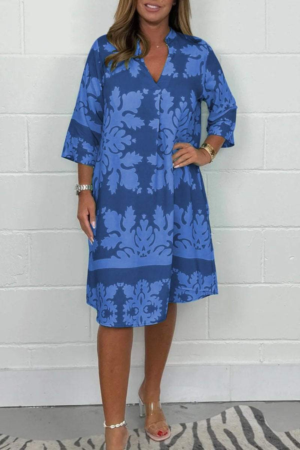 Tammy - Floral Print V Neck Midi Dress