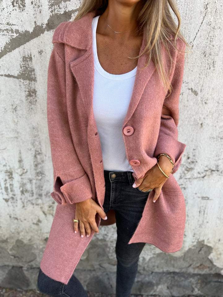 Baylea | Long Button Front Lapel Coat