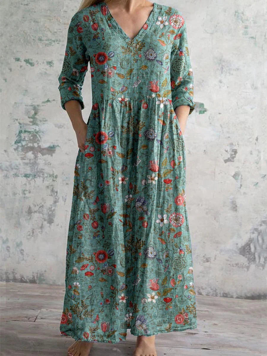 Rini | Floral Print V Neck Maxi Dress