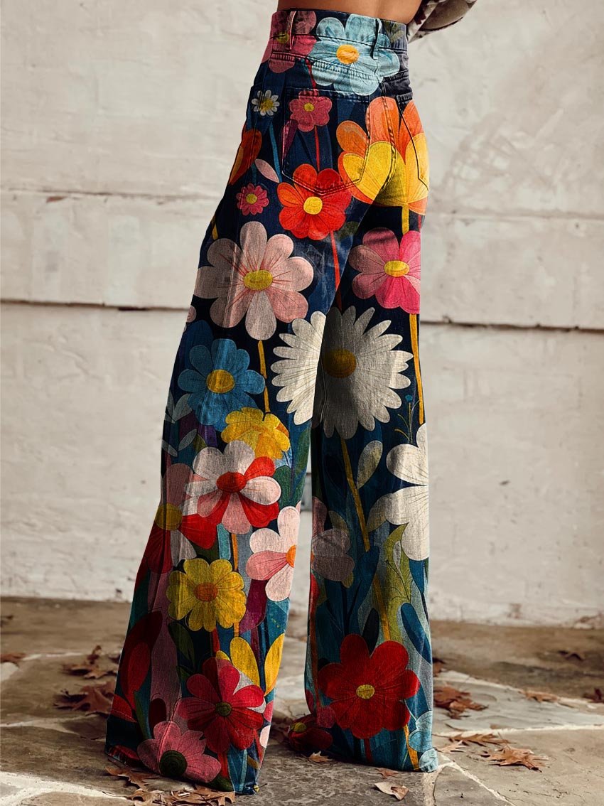 Brenna | Wide-Leg High-Waisted Floral Print Pants