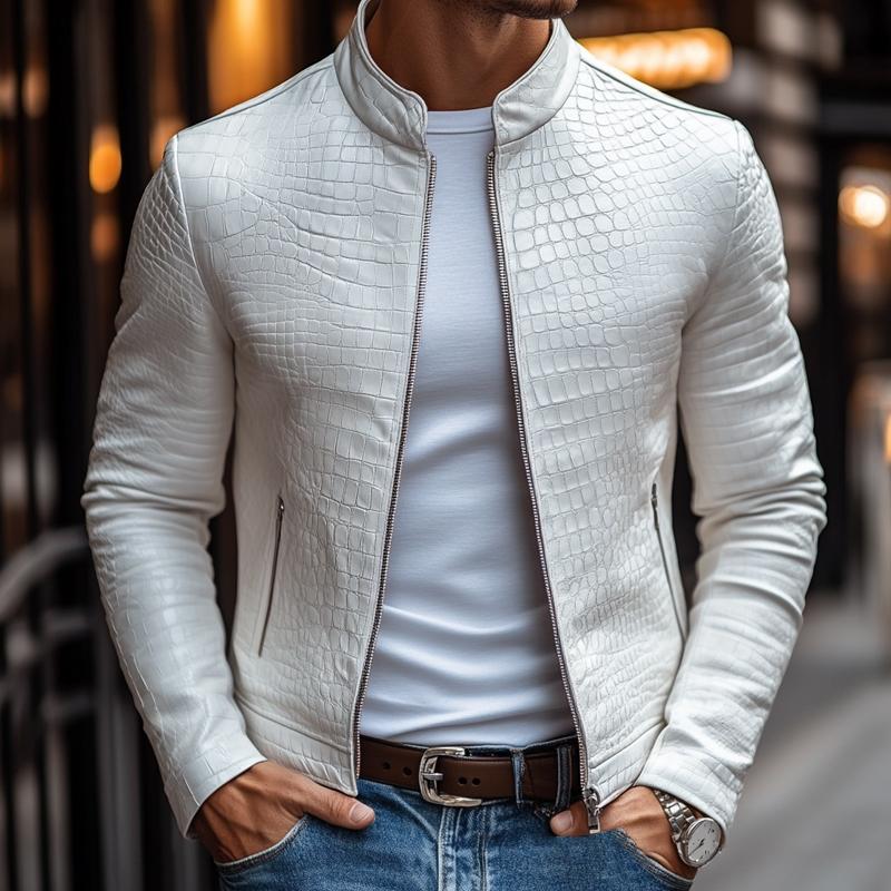 Oscar | Crocodile Texture Zip Front Jacket