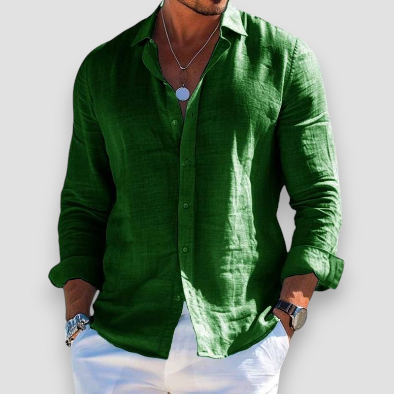 Christoper | Linen-Look Long Sleeve Button Shirt