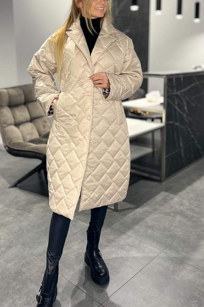 Daisy | Quilted Mid Length Lapel Coat