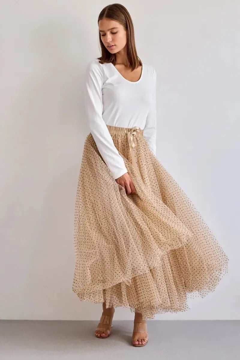 Raffaela | Skirt With Polka Dot Tulle Overlay