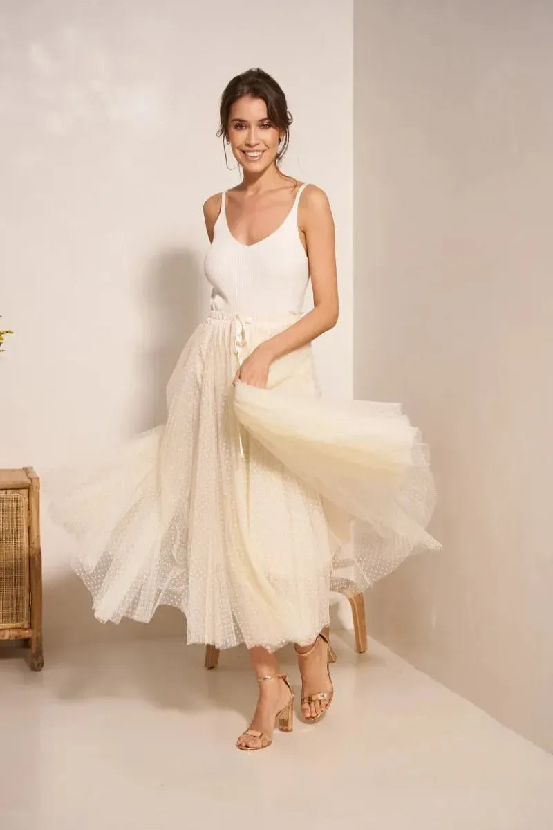 Raffaela | Skirt With Polka Dot Tulle Overlay