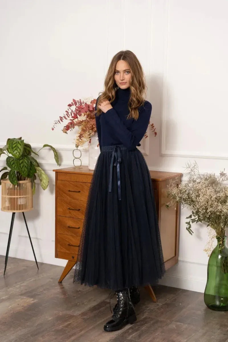 Raffaela | Skirt With Polka Dot Tulle Overlay