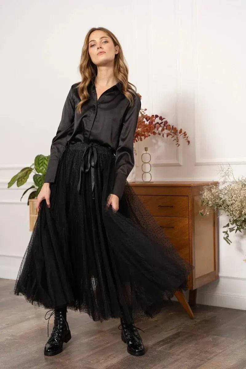 Raffaela | Skirt With Polka Dot Tulle Overlay