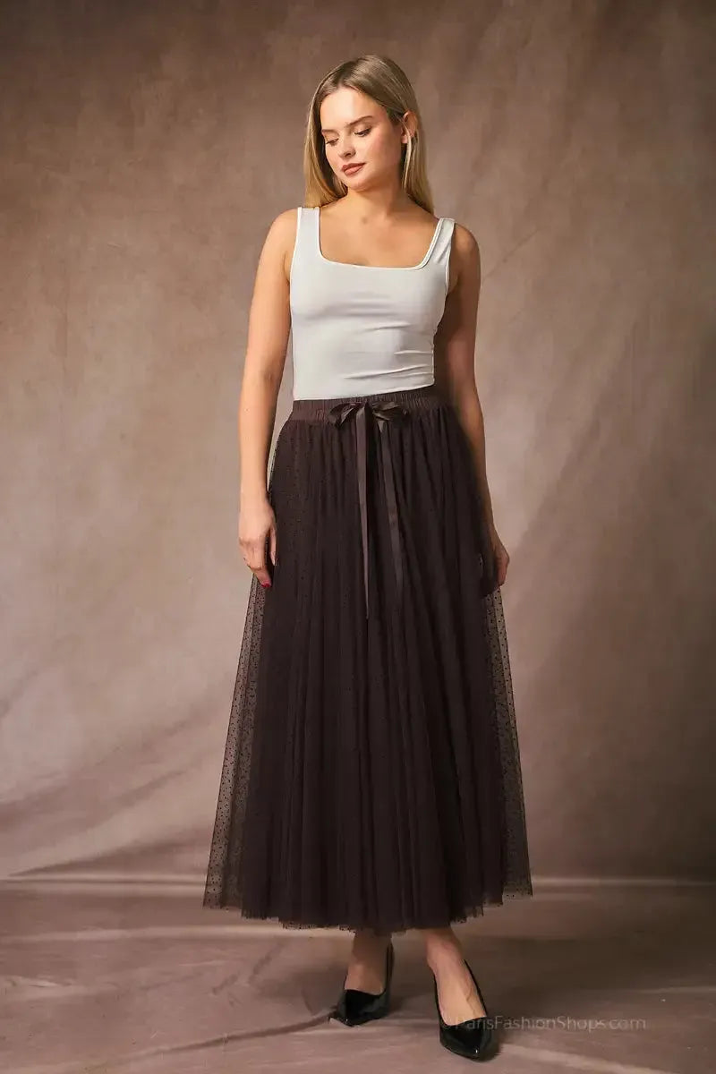 Raffaela | Skirt With Polka Dot Tulle Overlay