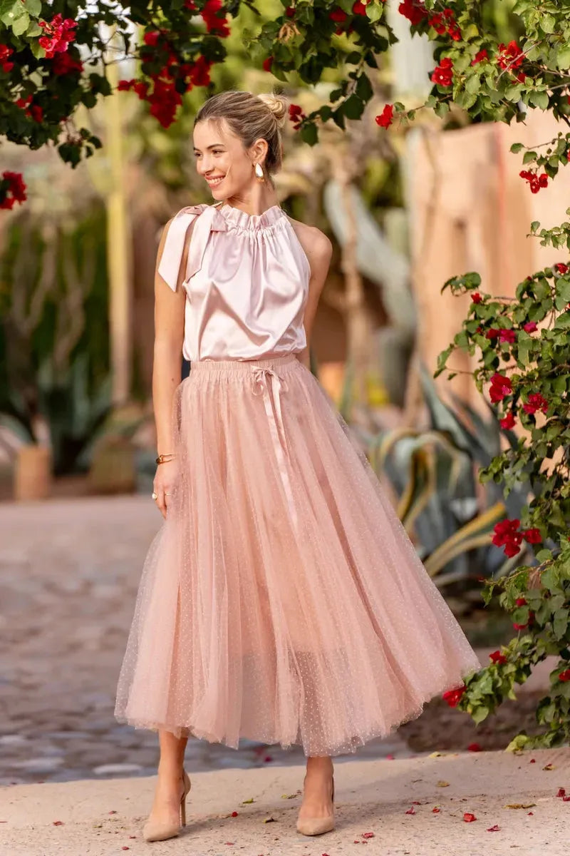 Raffaela | Skirt With Polka Dot Tulle Overlay
