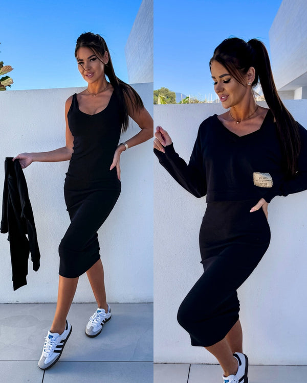 Latasha | Long Sleeve V-Neck Midi Dress Set