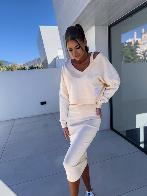 Latasha | Long Sleeve V-Neck Midi Dress Set