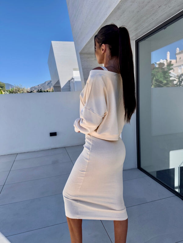 Latasha | Long Sleeve V-Neck Midi Dress Set