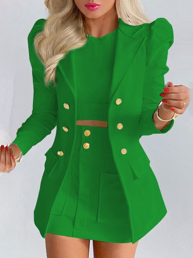 Manuela | Blazer and Mini Skirt Set With Buttons