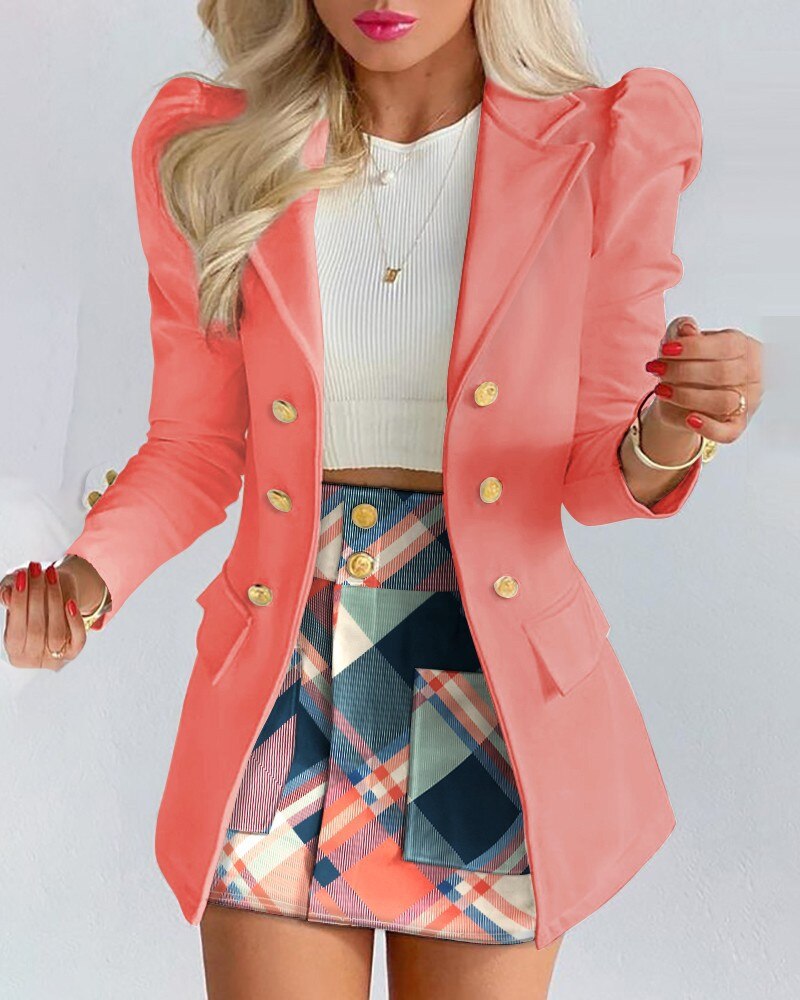 Manuela | Blazer and Mini Skirt Set With Buttons